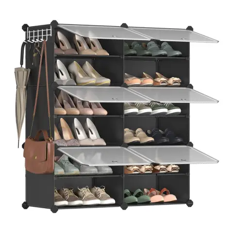 SONGMICS Shoe Rack, 6-Slot, 82x32x92cm, Black