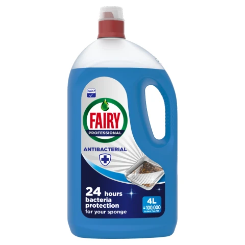 Fairy Professional Antibacterial Washing Up Liquid 4L, Kills 99.9% of bacteria on the sponge