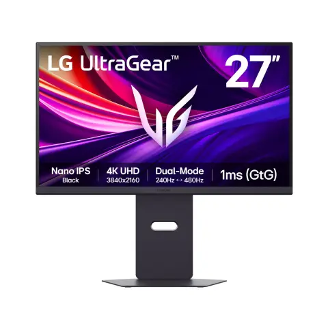 LG UltraGear G8 Gaming Monitor 27G850A – 4K UHD Nano IPS 27 inch, Dual-Mode 240Hz / 480Hz, 1ms (GtG), AMD FreeSync Premium Pro, DisplayHDR 600, DP 2.1, HDMI 2.1, Black