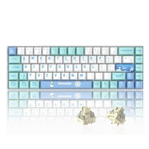 [QWERTZ-Layout] MageGee MK-Box 60% Gaming-Tastatur, deutsches QWERTZ-Layout, Hot-Swappbare, kompakte, kabelgebundene mechanische RGB-Gaming-Tastatur mit EVA-Dämpfschaum, Elfenbeinfarbener Switch für Windows/Mac, Snowman