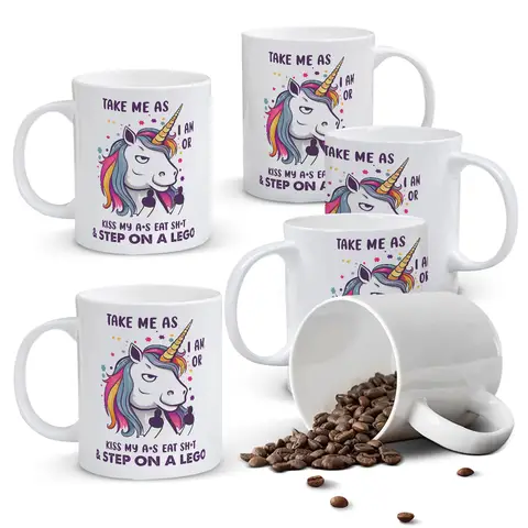 Alphynix 1pc 11oz White Mug with "Take Me As I Am" Unapologetic Quote & Sassy Unicorn, Bold Attitude Christmas or Thanksgiving Gift