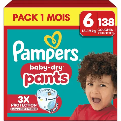 Pampers Baby-Dry Couches-culottes S6, boîte Maandbox, 138 pièces