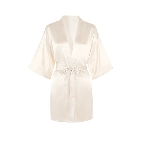 IZURIA mid-sleeved champagne silk-like bathrobe  XL