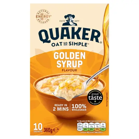 Quaker Oat So Simple Golden Syrup Porridge 10 Sachets 360g