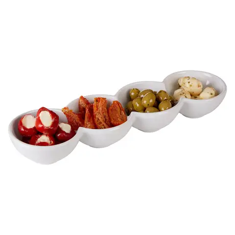 Maison by Premier Versatile 4 Section Snack Dish, Premium Porcelain Snack Dish, Practical Snack Tray For Kids Parties