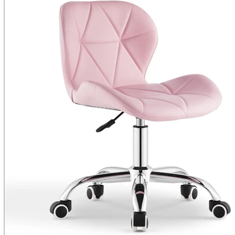 CLIPOP Pink Office Desk Chair Adjustable Height Computer Swivel Chair with Chrome Base and 360° Castors, PU Leather Computer Desk for Home Office Study Room 0098 pink 48*36*80 cm