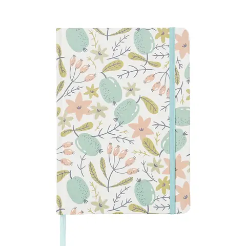 Jubiluu Divers A5 Hardcover-Notizbuch mit ausgestelltem Inhalt, Blumenmuster, 96 Blatt (100 g/m²-Offsetpapier), Lesezeichen und Gummiband, klassisches cremefarbenes geliniertes Journal für Schreiben, Schule, Büro und Geschenke, Pastellblüte