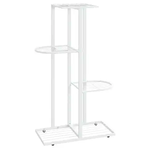 MINGHOU 4-Tier 5-Pot Plant Stand with White Metal Flower Rack Space-Saving Indoor Outdoor Plant Holder for Home Balcony Garden