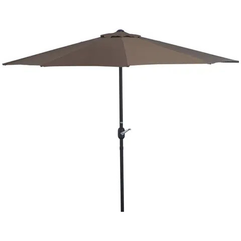 Outsunny 2.7m Garden Half Parasol, Outdoor Balcony Umbrella with 5 Steel Ribs, Patio Sun Shade Brown