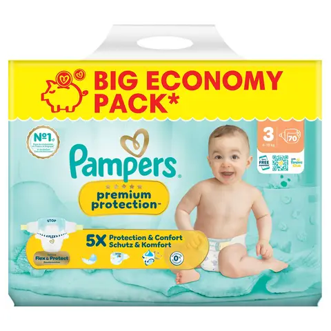 Pampers Premium Protection Windeln Gr.3 Midi 6-10kg Big Eco. Pack 70 ST