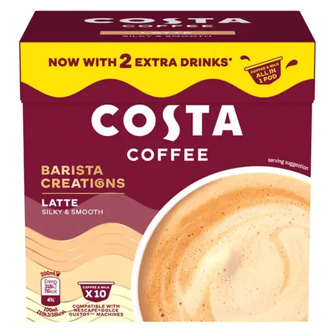 Costa Nescafe Dolce gusto Compatible One Pod Latte 10X16g