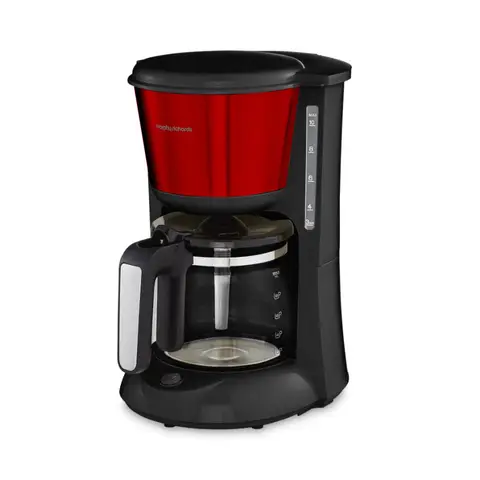 Morphy Richards Equip Filter Coffee Machine, Pour Over Technology, 1.2 L - Red & Black, 162503
