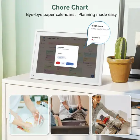 TABWEE P10 WIFI Digital Calendar - Digital Photo Frame， 10.1" Electronic Schedule Board for Family & Conference， Two-Way Schedule Sync via Mobile App， Family Organizer