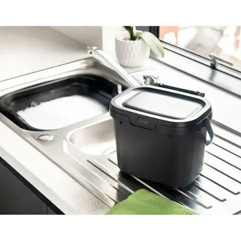 Addis Everyday Kitchen Food Waste Compost Caddy Bin, 4.5L - Black