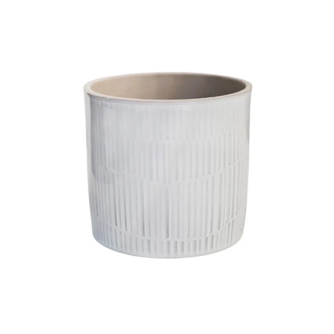 White Glazed Embossed Planter Planter H14CM D15CM