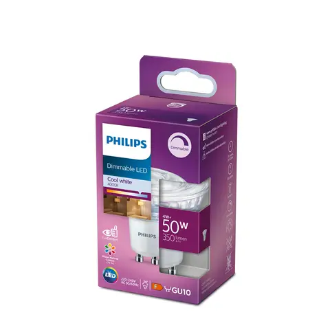 Philips Light Bulb LED Spotlight Pin Base GU10 Cool White 50W Dimmable