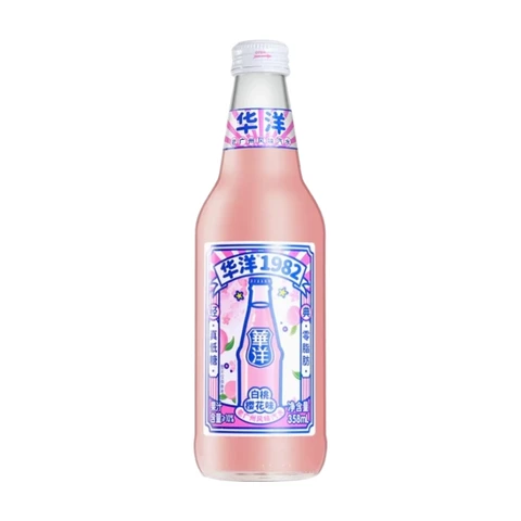 Huayang1982  Prickelndes Fruchtgetränk, Geschmack: Weißer Pfirsich & Sakura, 358 ml