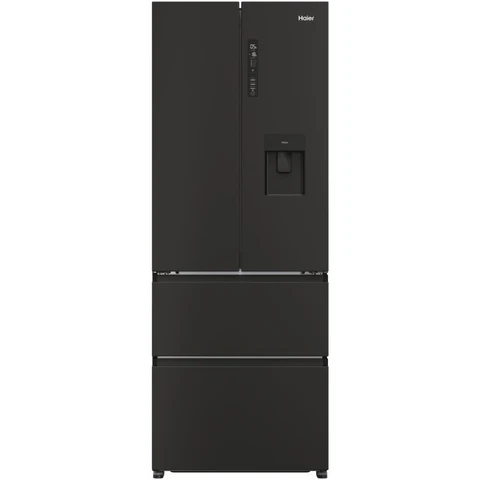 Haier French Door 70 Fridge Freezer with Water Dispenser – Black | 70cm Wide | E Energy Rated | Direct Access Drawers | Total No Frost (HFR5719EWPB)