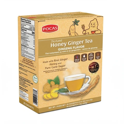 POCAS Ginseng & Ginger Honey Tea, 20 Sachets x 18 g