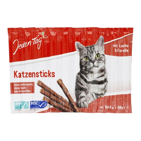 Tägliche Katzensticks mit Lachs & Forelle 10 x 5 g