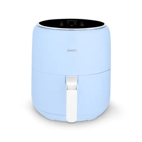 Swan SD10513BLU Retro Digital Air Fryer with Swan Cyclone Technology, 8 Pre-Set Cooking Options, Adjustable Temperature, 4.5L 1500W, Blue