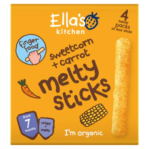 ELLA'S KITCHEN SWEETCORN + CARROT MELTY STICKS 4 X 6G