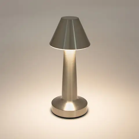 GLOBAL GIZMOS Table Lamp Portable LED Rechargeable Silver 200 x 90 x 90 mm (H x W x D)