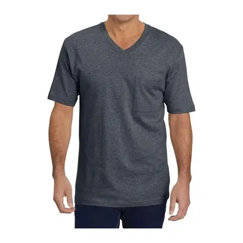 Men's Short Sleeve Pocket T-Shirts Casual Summer Cotton V Neck Tee Tops (DarkGray, XL)