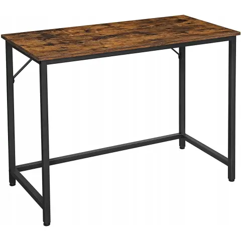Euziel VASAGLE Schreibtisch, kleiner Computertisch, Büro für Arbeitszimmer, Schlafzimmer, 50 x 100 x 76 cm, Industrie-Design, Metallgestell, Vintage-Braun-Schwarz
