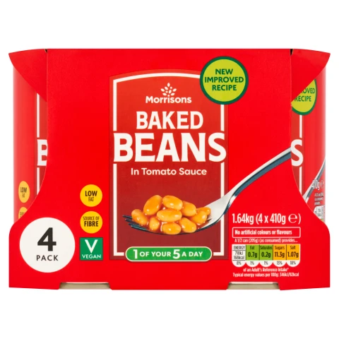 Morrisons Baked Beans In Tomato Sauce 4 X 410g