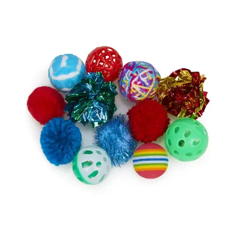 Petface Catkins Cat Play Pack - 12 Assorted Ball Toys