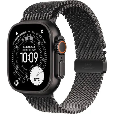 Apple Watch Ultra 3 GPS + Cellular 49mm Black Titanium Case with Black Titanium Milanese Loop - Medium