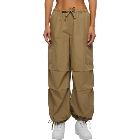 Urban Classics Damen Baumwoll-Cargo-Parachute-Hose Cargo-Hose khaki L