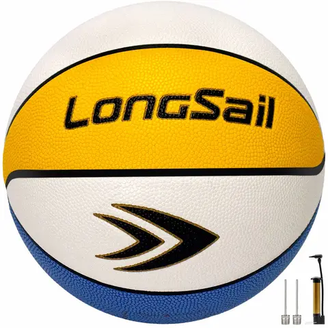 LONGSAIL Premium Composite Leather/Microfiber Leather Basketball Size5#Yellow/White/Blue Moisture-absorbing PU