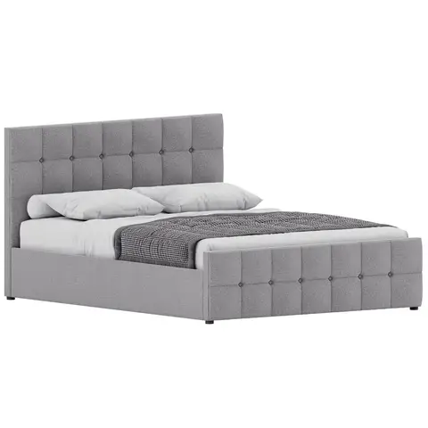 Vida Designs Ottoman Bed Valentina Linen Light Grey King