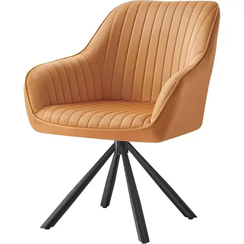 SONGMICS Esszimmerstuhl, drehbar, in Samtohle, Stuhlbeine aus Stahl, belastbar bis 120 kg, geeignet für Esszimmer & Küche, Khakibraun, Tintenschwarz