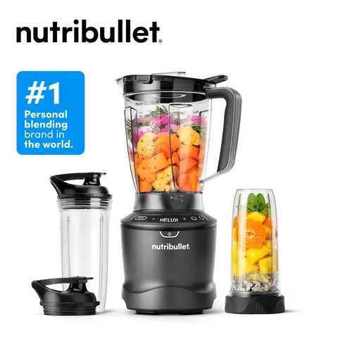 Nutribullet SmartSense Blender Combo - 1500W, 1.6L Jug & 2 Personal Cups With Lids, Satin Black Finish, 5 Pre-Programmed Smart Auto Cycles