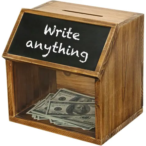 MyGift Trinkgeldglas, Vorschlagsbox, Spendenbox für Fundraising, Holz-Trinkgeldboxen mit Schlitz und Schloss, Gebetsboxen mit Tafelschild und Schlüsseln für Kirche, Hochzeit