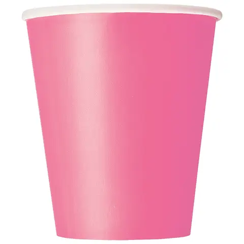 Unique Party Paper Cups, Hot Pink, 266ml, 14 Pack