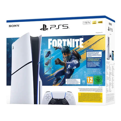 PlayStation PS5 Slim Chassis E Konsole, 1 TB SSD, 825 GB Speicherkapazität (Disc Edition) - Bundle Fortnite Flowering Chaos