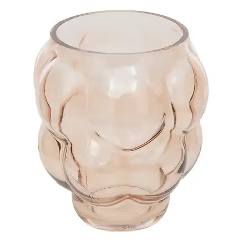 Glasvase Edia aus mundgeblasenem Glas, Höhe 18 cm, beige