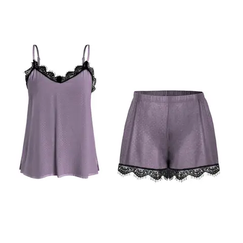 IZURIA lace v-neck lavender camisole and shorts set  M