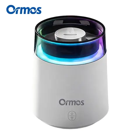Ormos Humidificateur Aroma H10 - 3 réglages, 7 couleurs d’éclairage ambiant, charge par USB-C, arrêt automatique en cas de manque d’eau, idéal pour les petites pièces.