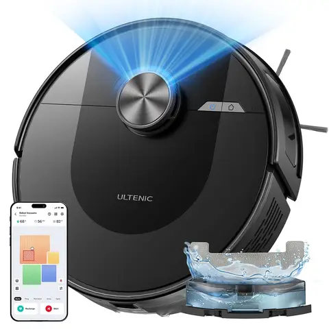 Ultenic D10 Robot Vacuum Cleaner with Mop 5000Pa, Precision Lidar Navigation, 5 Maps, 10 No-go Zone, Powerful for All Floor, Carpet & Pet Hair, Siri/Alexa/Google Assistant/APP Remote Control 