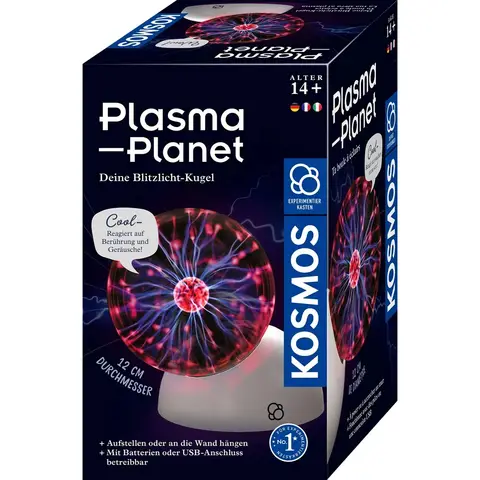 KOSMOS 676896 Plasma Planet, 12 cm Plasmakugel mit Sound-Sensor, Experimentierkasten für Kinder ab 8 Jahre zum Thema Physik
