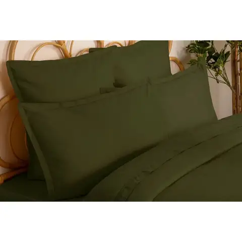 Housse de couette 1 personne 140 x 200 cm coton kaki