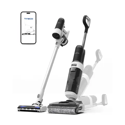 Tineco Floor ONE Switch S6 Stretch, aspirateur laveur, design plat à 180°, anti-emmêlement, séchage rapide à 85 °C, 40 min en mode laveur, 50 min en mode aspirateur, 21 kPa, nettoyage double bords pour toute la maison et sous les meubles