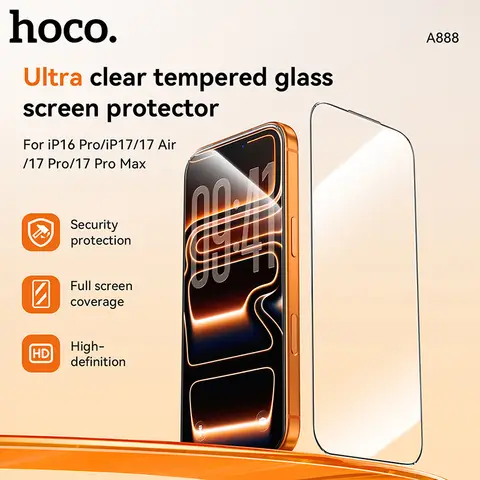 HOCO iPhone 17 AirXiong Dun Serie Vollbild-HD-Panzerglas Displayschutz (A888)