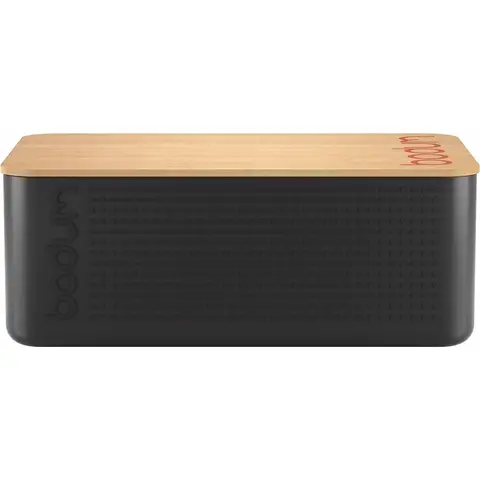 Bodum BISTRO brooddoos - groot, zwart met bamboe deksel