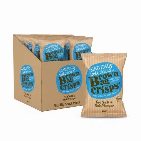 Brown Bag Crisps - Sea Salt & Malt Vinegar Crisps - 20 x 40g